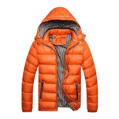 Jaqueta masculina casual de algodão, modelo parka, para outono e inverno, com capuz e acolchoamento, à prova de vento, ideal para viagens e atividades ao ar livre