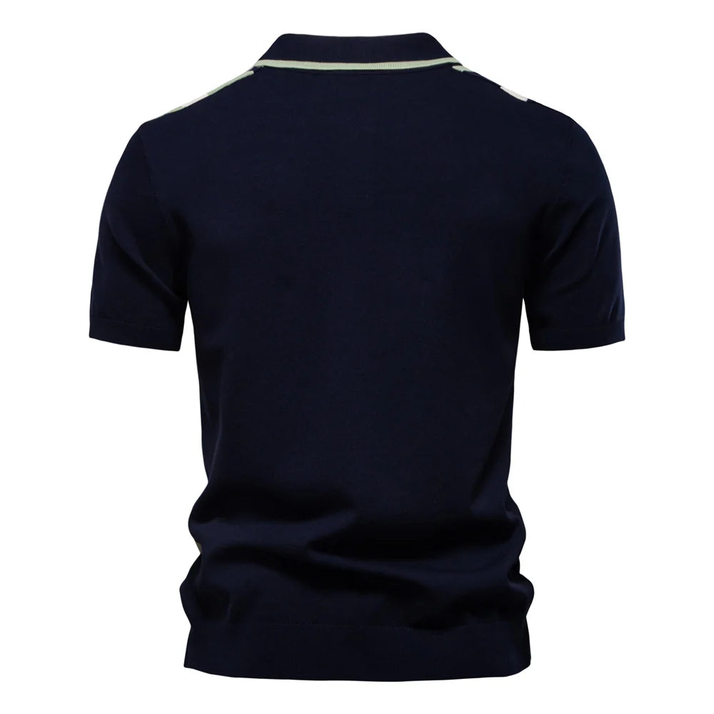 Camisa polo de malha listrada masculina da marca AIOPESON para tecido respirável de alta qualidade elegante casual camisas polo masculinas ﻿