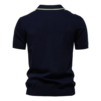 Camisa polo de malha listrada masculina da marca AIOPESON para tecido respirável de alta qualidade elegante casual camisas polo masculinas ﻿
