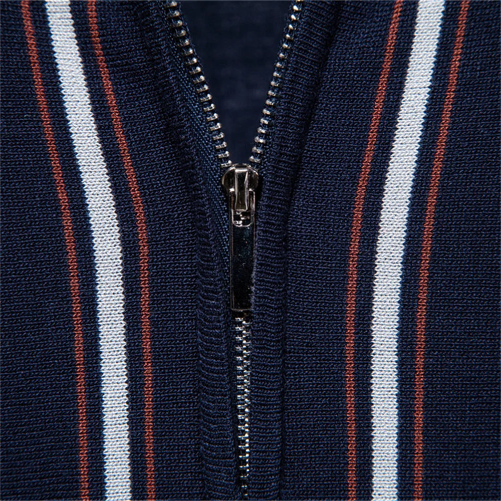 AIOPESON Men's Stripe Polo Shirt Old Money Style Short Sleeve Soft Breathable Casual Elegant Fabric for Comfortable Wear
