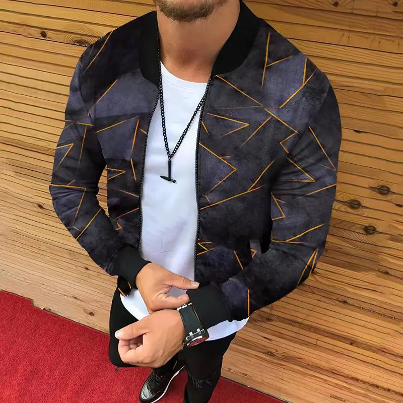 Jaqueta estampada com corte tridimensional masculina, moda casual, comércio exterior, outono e inverno , nova