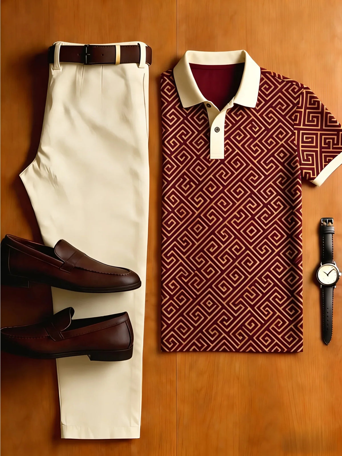 Camisa polo masculina casual de manga curta com botões e estampa 3D, confortável.