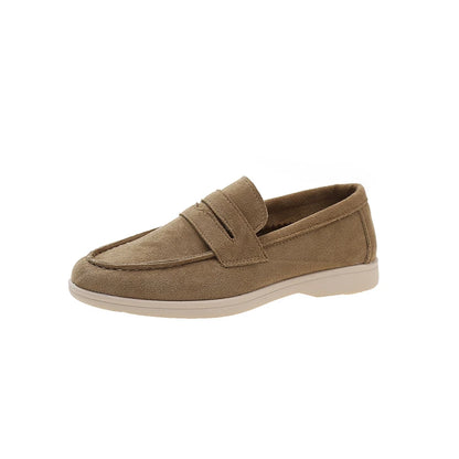 Sapatos Casuais Femininos de Couro Suede com Fivela Metálica, Antiderrapantes e Confortáveis para o Dia a Dia