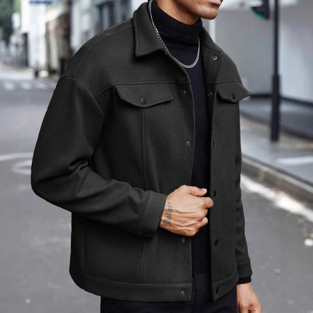 2025 Jaqueta de lã com botões estilo europeu outono/inverno para homens – Casual, esportiva, de negócios – Tamanho europeu