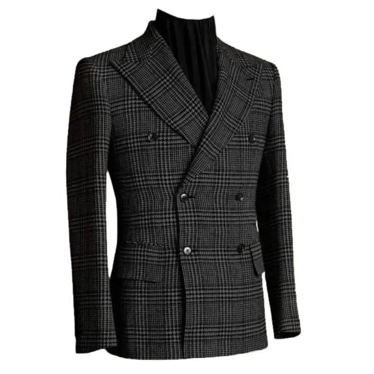 Outono inverno houndstooth casaco longo masculino duplo breasted jaqueta clássica para casamento formal blazers noivo negócios smoking
