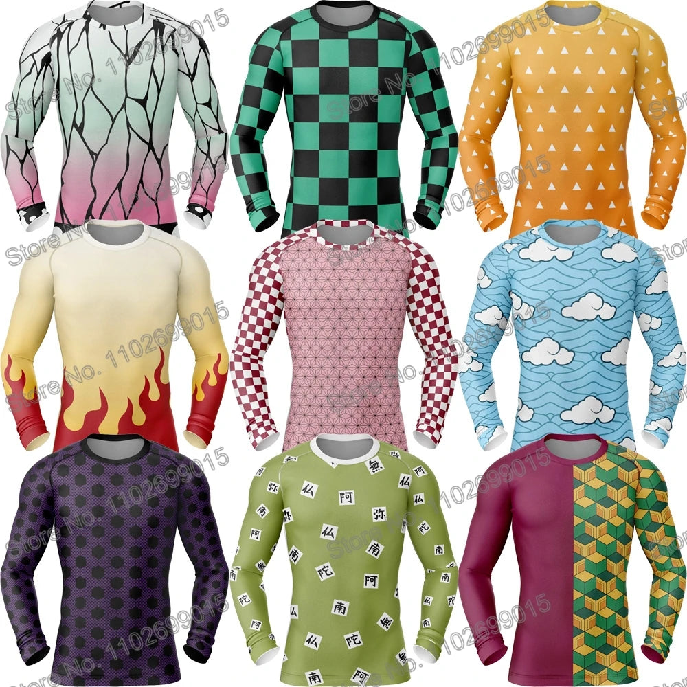 Matador de demônios Surfando Natação Mergulhando Camiseta Espartilho Manga comprida Guarda Erupção Trajes de banho Homens Proteção UV Roupas de surf Praia Tops de Fato Flutuante