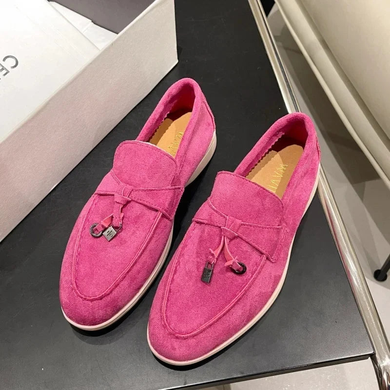 Salto baixo dedo do pé redondo veludo confortável sapatos planos estilo retro primavera nova chegada tamanho grande calçados casuais para adultos