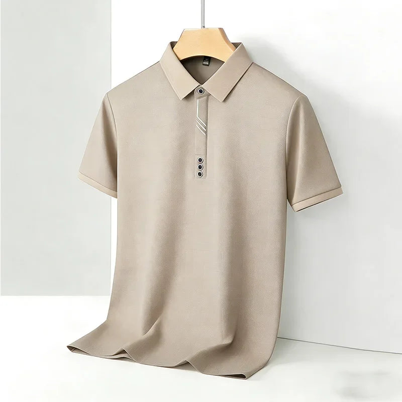 Camisa Polo Masculina de Moda com Gola Contrastante, Manga Curta, Ajuste Slim, Casual para Uso Diário, Top 2026