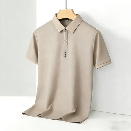 Camisa Polo Masculina de Moda com Gola Contrastante, Manga Curta, Ajuste Slim, Casual para Uso Diário, Top 2026