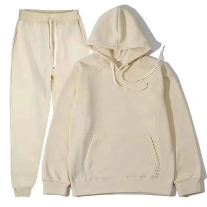 Conjunto Esportivo Masculino Outono/Inverno 2026, Cor Sólida, Duas Peças, Moletom com Capuz e Calças de Jogging, Roupas Casuais Esportivas 2026