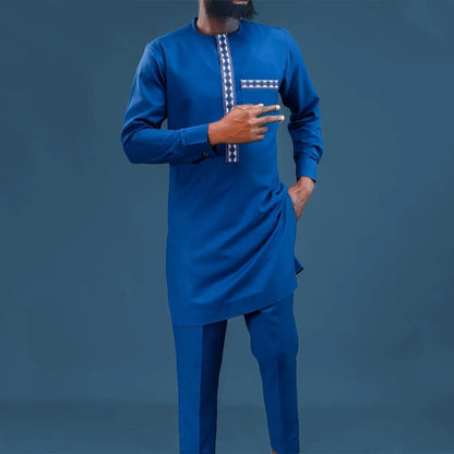 Novo Terno Masculino 2025, Bolso Branco, Conjunto de 2 Peças, Terno Casual de Luxo para Casamento, Estilo Tradicional Africano de Minorias Étnicas