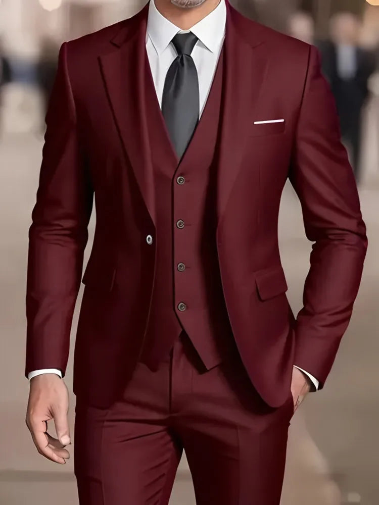 Novo terno bege masculino negócios smoking formal 3/2/1 peça vestido único breasted noivo padrinho de formatura festa de casamento