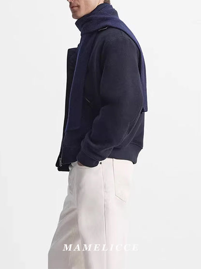 MAMELICCE Design Original Jaqueta Masculina de Tricô com Gola Alta em Algodão Imitação Lã, Acolchoada Grossa e de Alta Qualidade