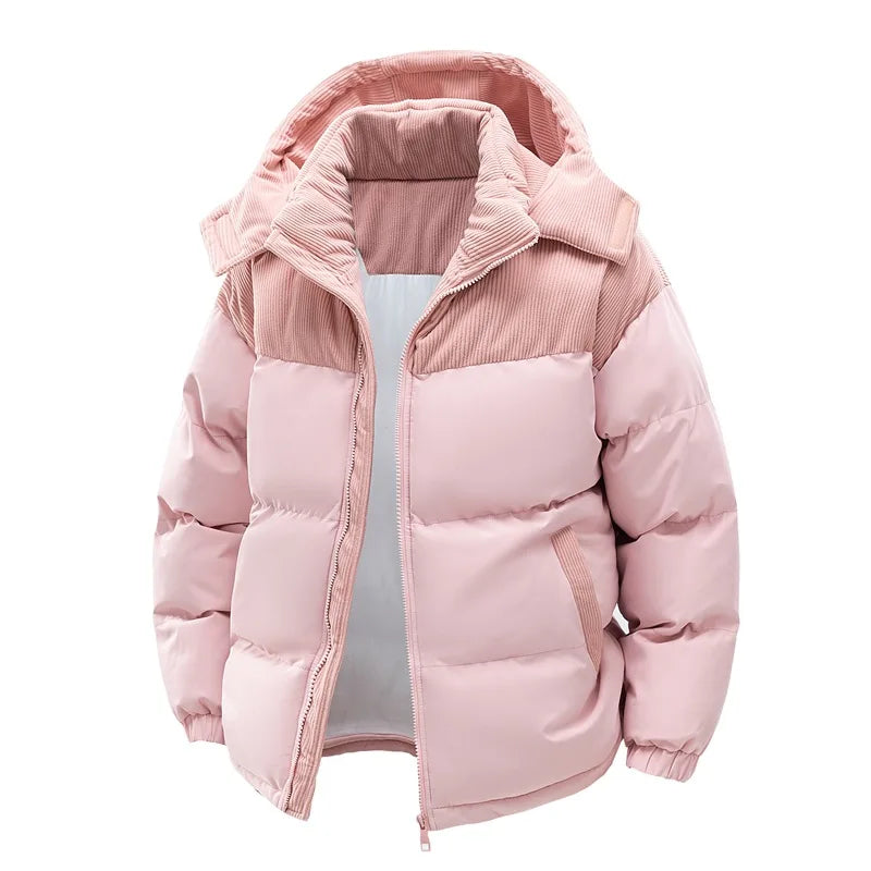 Casaco de Inverno Masculino KIDWHXR, Parka Acolchoada Quente com Capuz, Jaqueta Casual Solta com Bolso e Zíper, Manga Longa