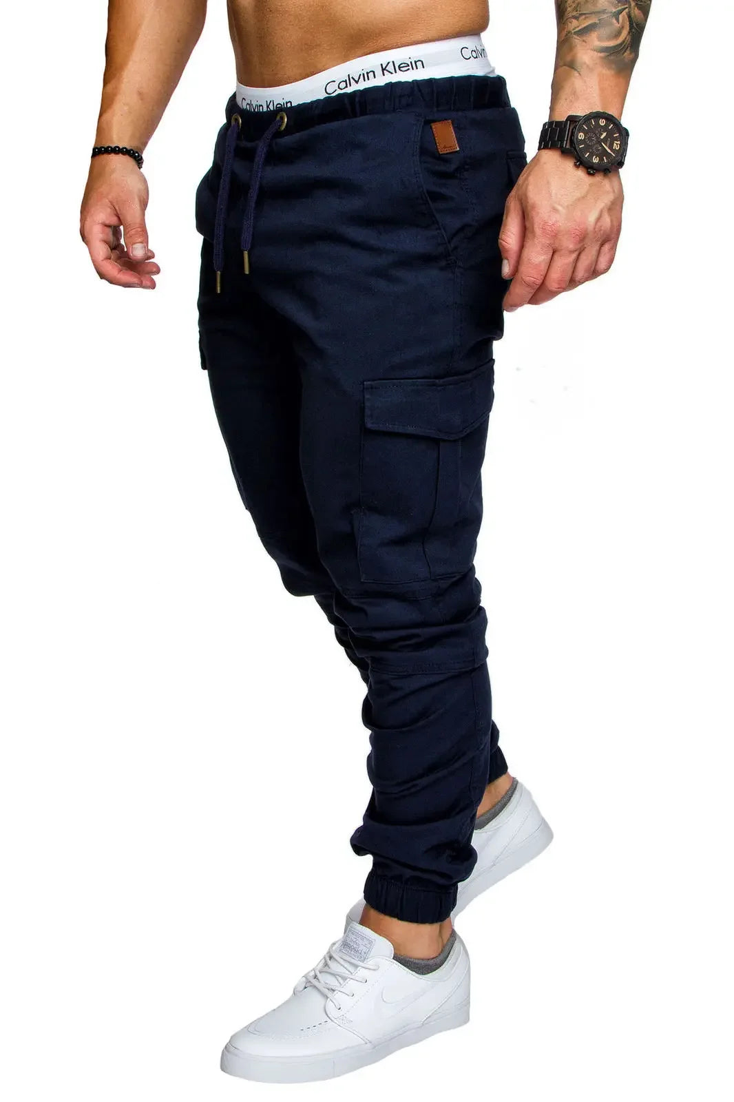 Novas Calças Casuais Masculinas de Tecido Trançado Streetwear Novas Calças de Trabalho com Múltiplos Bolsos