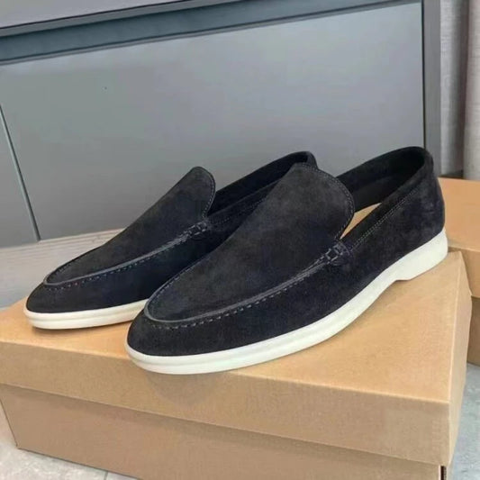 Moda clássico camurça mocassins de couro masculino sapatos casuais marca luxo respirável deslizamento em sapatos de condução mocassins