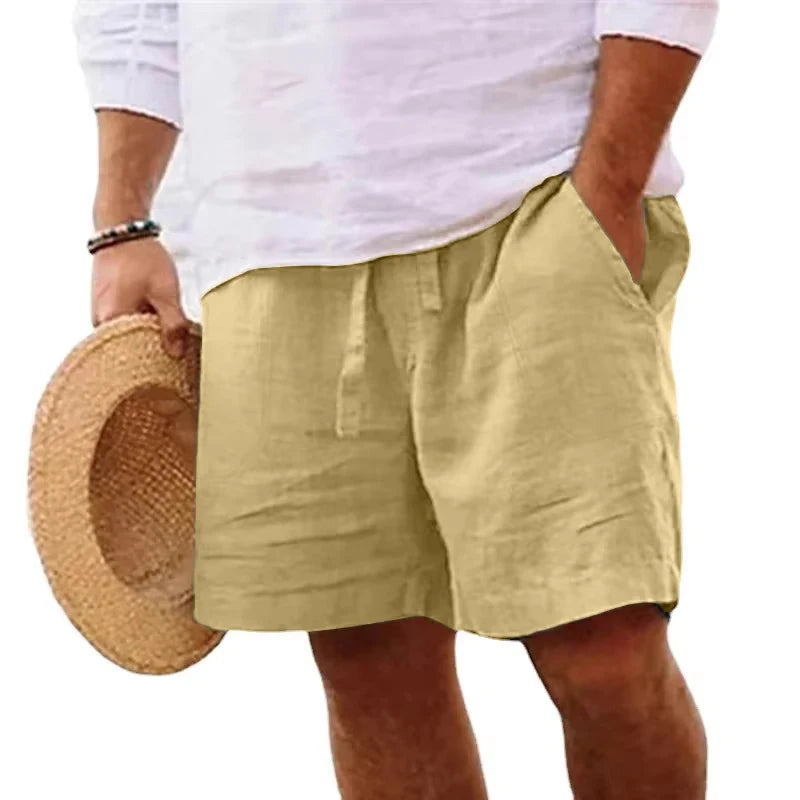 Novo short masculino de algodão, cor sólida, leve, para academia, praia, corrida e esportes, tamanho grande.