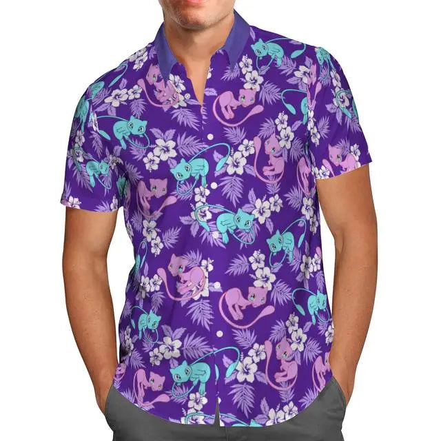 Oversized Streetwear 3D Anime Green Short Sleeve Hawaiian Shirt Men's Beach Summer 5XL Social Homme-863