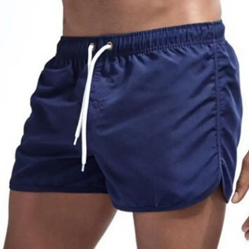 Calções de banho masculinos para o verão, calções de banho de marca, calções de banho sensuais, fatos de banho masculinos de cintura baixa e respiráveis para a praia.