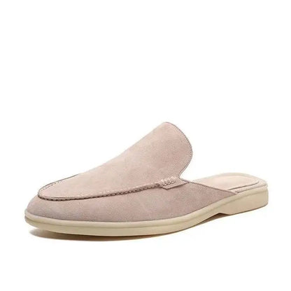 Mules de Camurça Masculinos, Sapatos Casuais Slip-on com Solado Plano, Chinelos Confortáveis para Homens