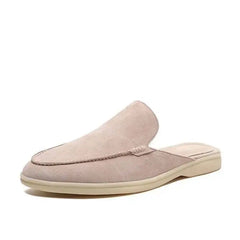 Mules de Camurça Masculinos, Sapatos Casuais Slip-on com Solado Plano, Chinelos Confortáveis para Homens