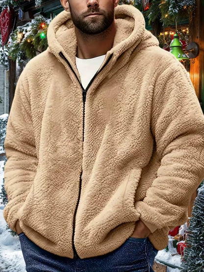 Jaqueta masculina com zíper cor sólida chapéu com zíper casual outono inverno roupas