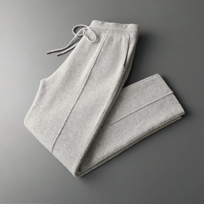 Outono e inverno novo grosso lazer calças de caxemira calças de malha fina masculina 100% calças de lã pura para manter aquecido