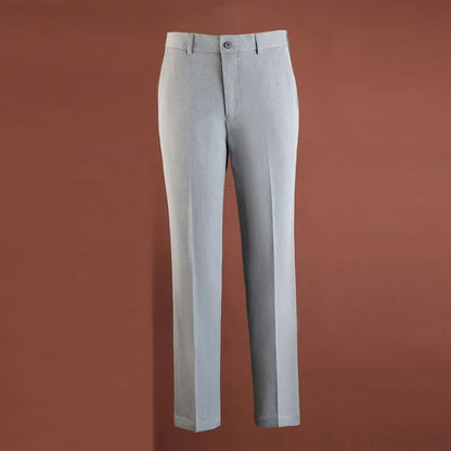 Calça Social Masculina KIDWHXR para Todas as Estações, Cor Sólida Simples, Respirável, Corte Reto Solto, Cintura Média, Casual de Negócios