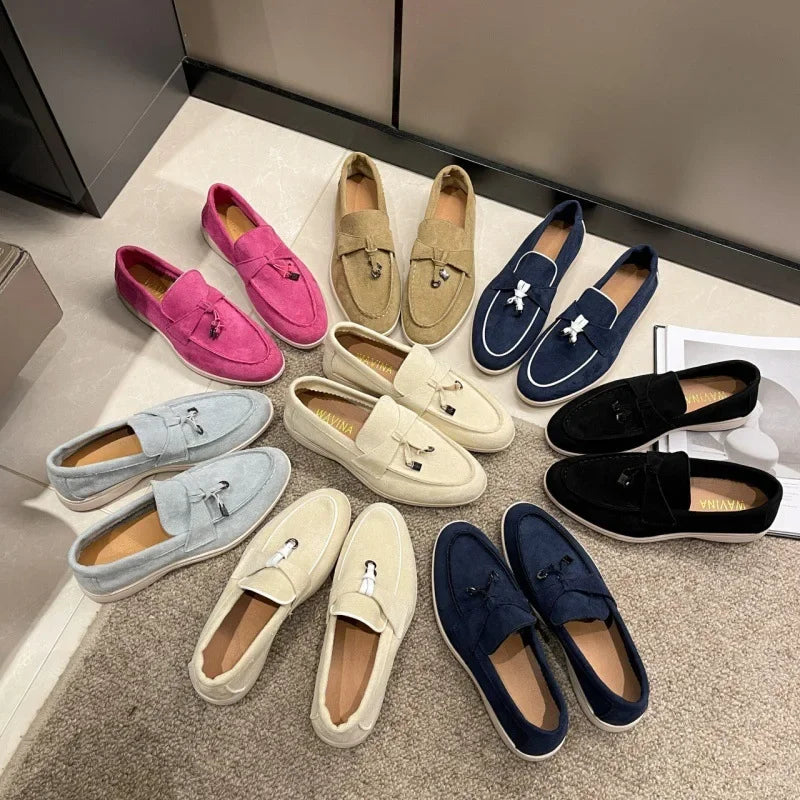 Salto baixo dedo do pé redondo veludo confortável sapatos planos estilo retro primavera nova chegada tamanho grande calçados casuais para adultos