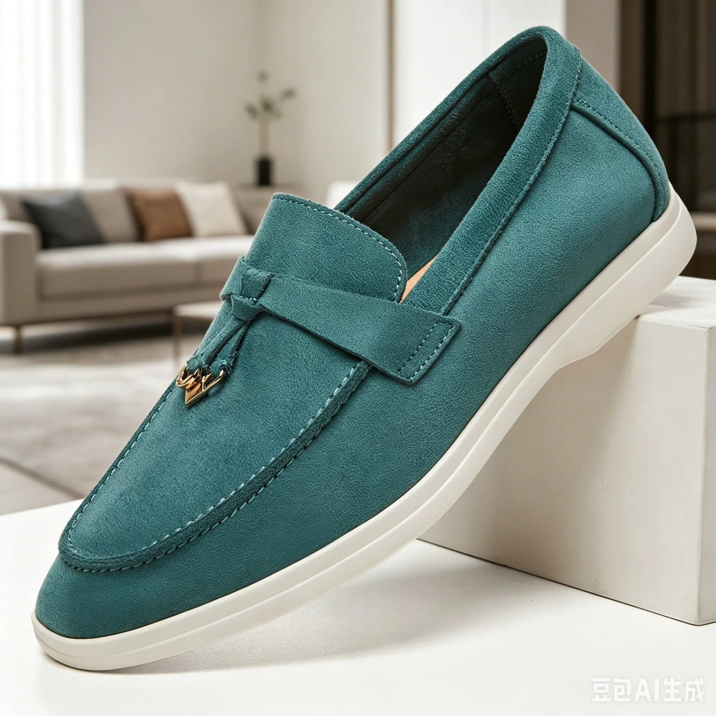 Mocassins Masculinos de Camurça com Borlas, Sola Plana Leve Antiderrapante para Uso Diário, Escritório e Direção - Novo Desai 2026
