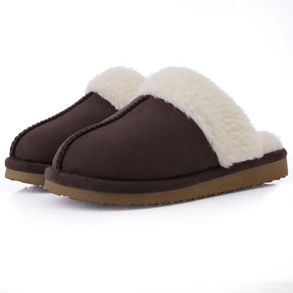 Chinelos de algodão evshine-luxuoso para mulheres, chinelo interior macio, espuma de memória confortável, sapato plano de pele ao ar livre, inverno