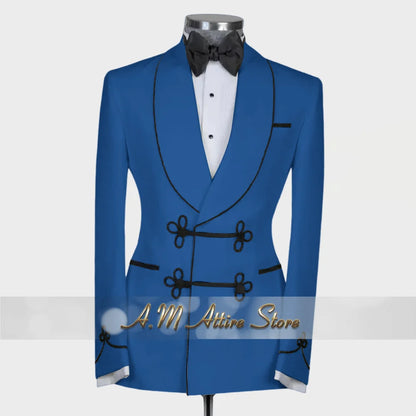 Ternos extravagantes masculinos, conjunto de 2 peças, xale, lapal, botão floral, jaqueta, calças, ajuste fino para casamento, coquetel, bola, jantar, vestido de festa, presentes