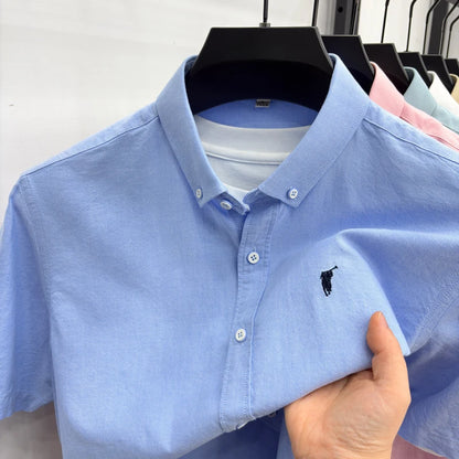 Camiseta masculina de manga curta 100% algodão puro respirável nova coleção de verão com bordado Paul Pony estilo casual para negócios