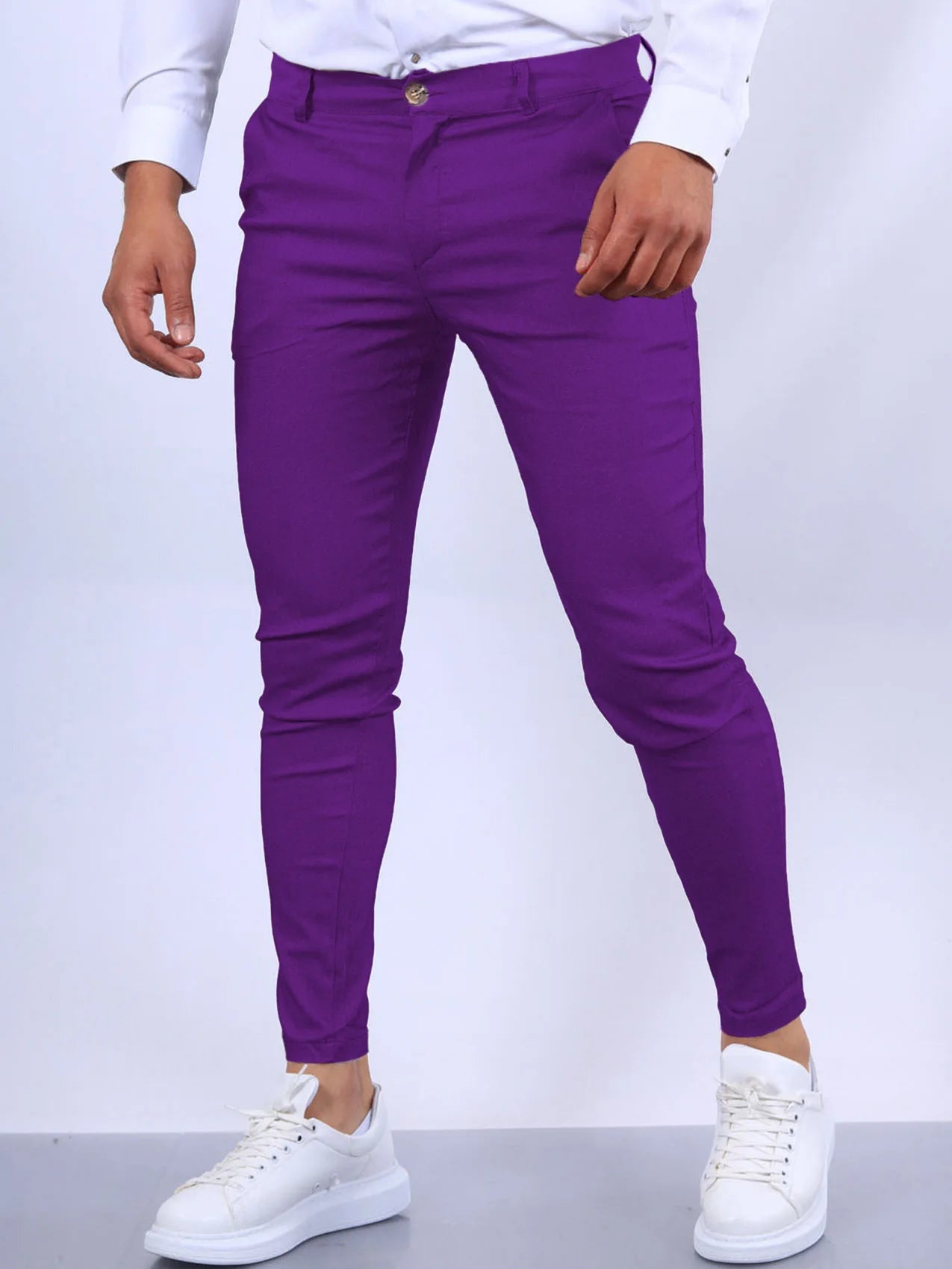 New Solid Color Business Trousers Men's Formal Business Work Pants Slim Straight Leg Pants Casual Trousers