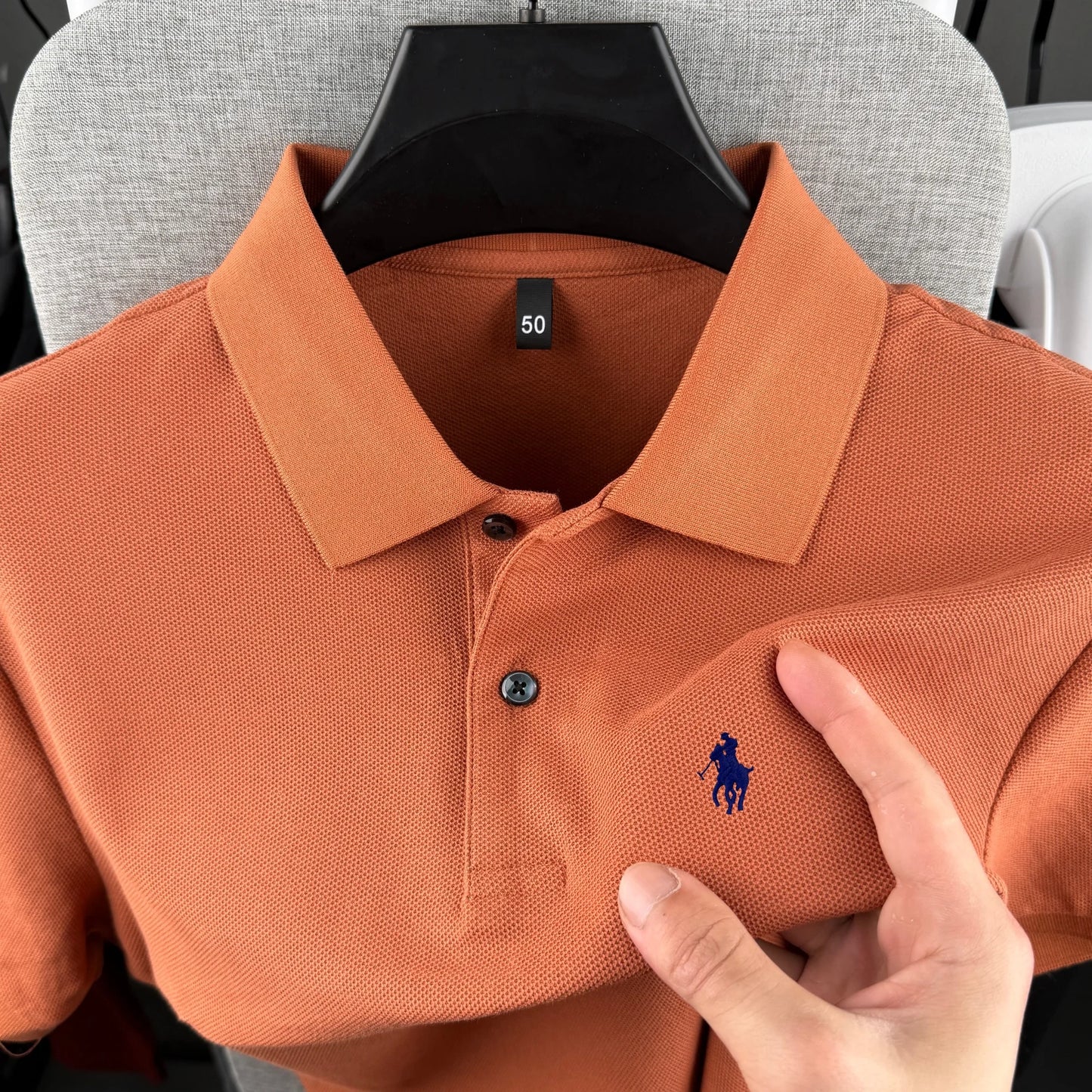 Camisa Polo Masculina de Manga Curta 100% Algodão Puro de Marca de Luxo, Coleção Verão 2026, com Bordado de Pônei, Estilo Golfe e Casual
