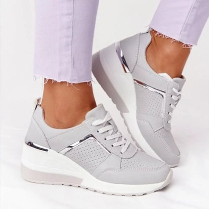 Tênis Feminino Chunky 2026, Cor Sólida, Plataforma, Sola Grossa, Zíper, Vulcanizado, Estilo Zapatos De Mulher