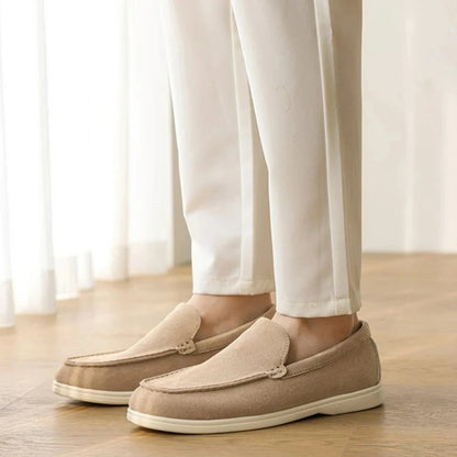 Sapatos casuais masculinos de couro de camurça, mocassins clássicos estilo britânico, sapatos masculinos leves e macios, mocassins masculinos sem cadarço para dirigir