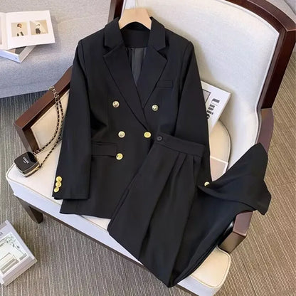 Conjunto Feminino de Terno Estilo Slimming para o Dia a Dia: Jaqueta Acinturada e Calça em Poliéster, Elegante e Versátil
