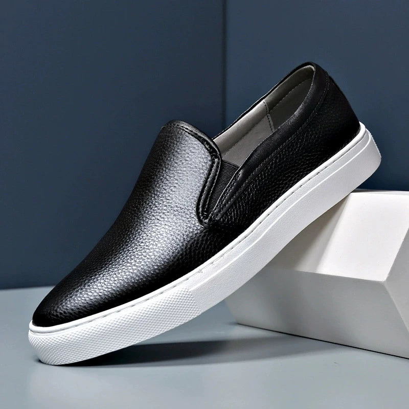 Sapatos Casuais Masculinos de Couro Genuíno, Marca de Luxo, Mocassins Respiráveis, Sapatos Italianos para Dirigir, Slip-on, Chaussure Homme