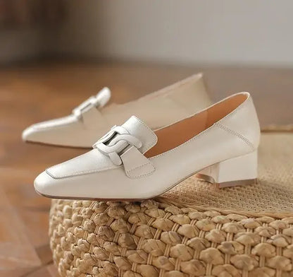 Ryamag mocassins femininos novos sapatos planos retro triunfo deslizamento-em mocassins femininos cabeça quadrada sapatos planos de salto baixo luxo