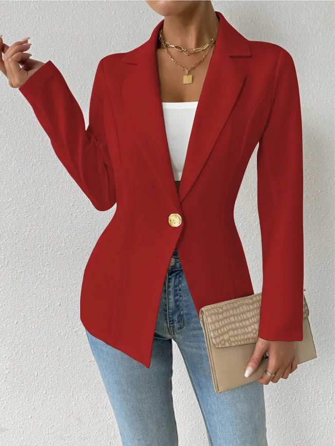 Mulheres único botão fino blazer primavera verão senhora entalhado manga longa sólido negócios workwear blazer casacos ZC-ZC740