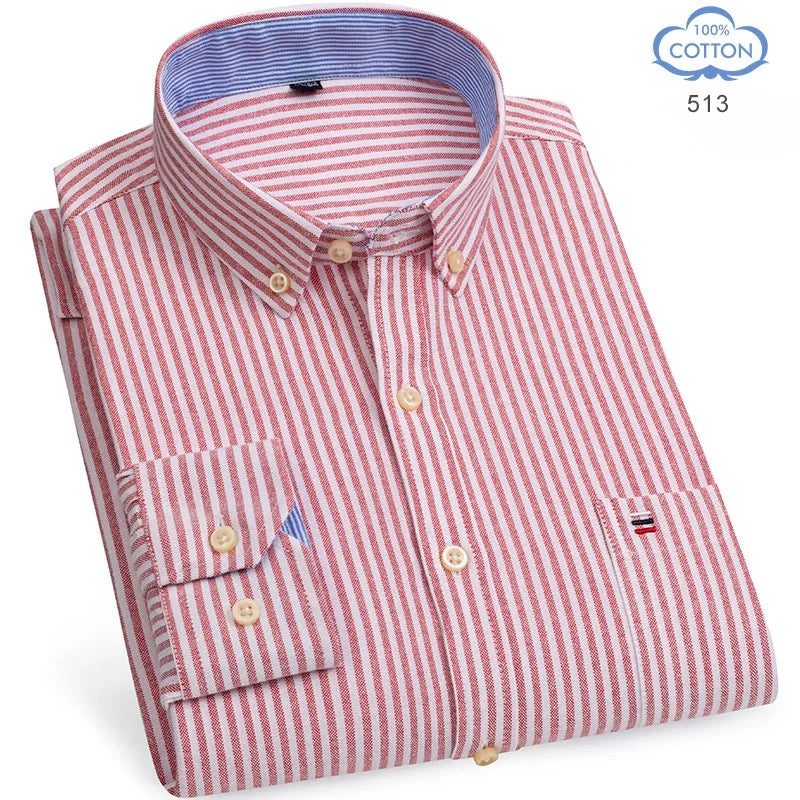 2025 camisa social masculina puro algodão oxford marca de luxo fino macio abotoado xadrez formal trabalho roupas ocidentais