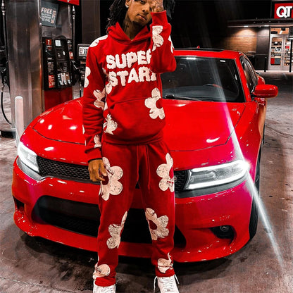 Conjuntos com capuz com estampa para homens e mulheres, moletom retrô, streetwear Hip Hop, roupas Y2K, Harajuku, novo, primavera, outono, 2024