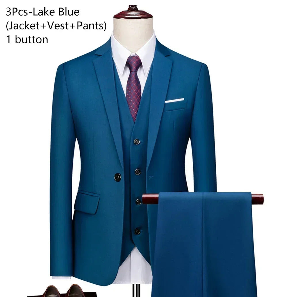 Ternos para homens elegante casamento 3 peças blazers outfit 2 conjunto jaquetas colete calças completo 2025 moda clássico negócios formal