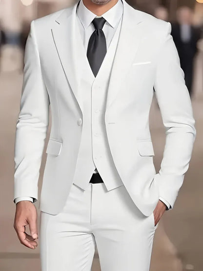 Novo terno bege masculino negócios smoking formal 3/2/1 peça vestido único breasted noivo padrinho de formatura festa de casamento