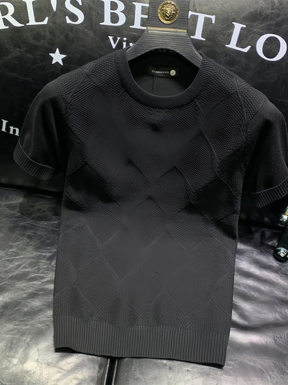 T-shirt de malha versátil, monocromática, manga curta, tops de negócios, roupas coreanas, tendência da moda, A96, novo verão, 2024
