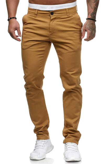 Men Slim Pants Autumn Male One Button Solid Color Straight Workwear Full Trousers BSD-8816