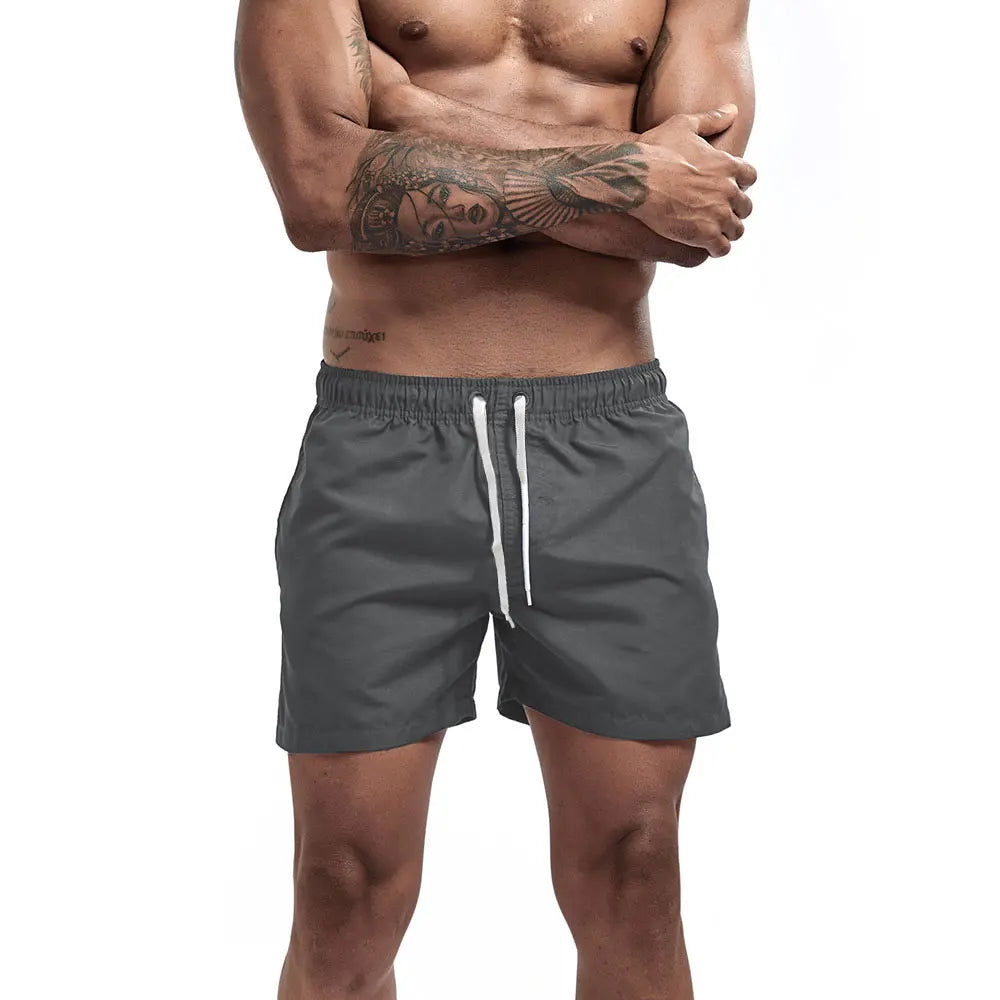 Calções de banho masculinos para praia, calções de banho para ginástica e corrida, calções de banho para homem.