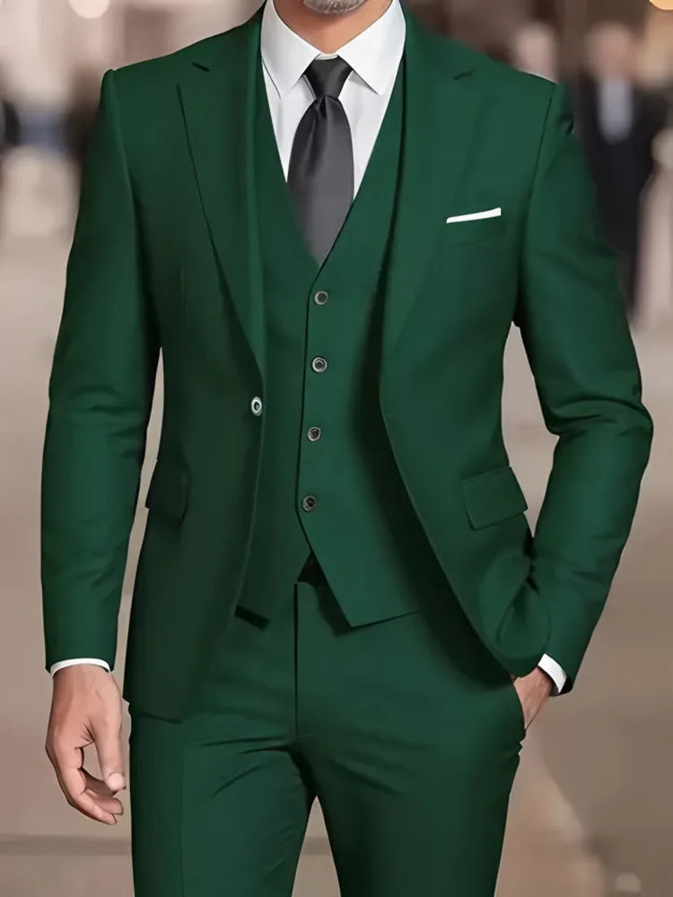 Novo terno bege masculino negócios smoking formal 3/2/1 peça vestido único breasted noivo padrinho de formatura festa de casamento