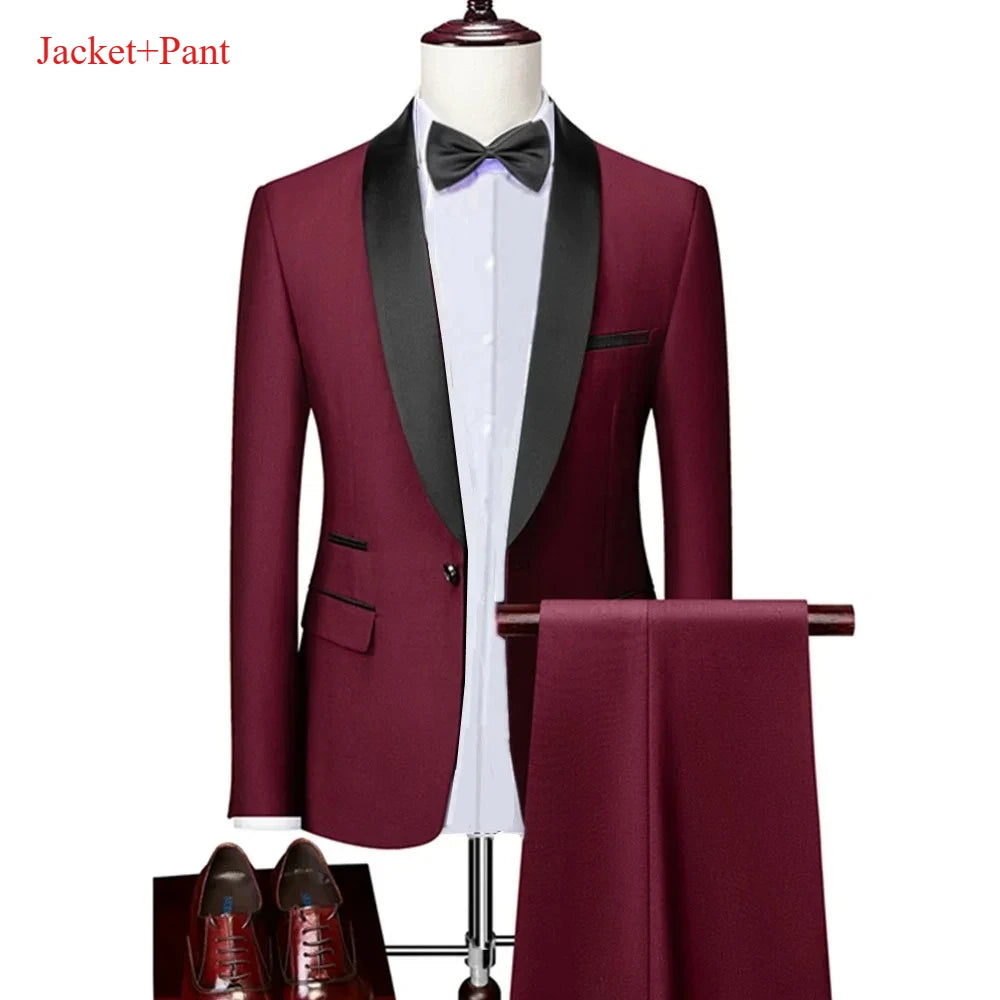 Lapela masculina preto terno conjunto casaco colete calças/negócios padrinhos noivo vestido de casamento fprmal blazer calças